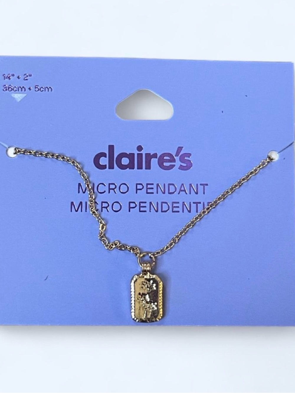 Claire's Gold Rectangular Micro Pendant Necklace